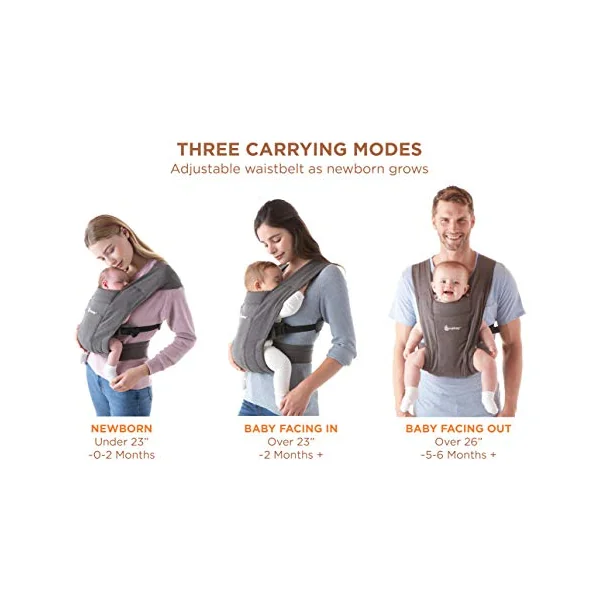 Ergobaby Embrace Baby Carrier for Newborns from Birth with Head Support, Extra Soft and Ergonomic, Soft Grey