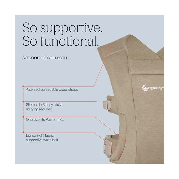 Ergobaby Embrace Baby Carrier for Newborns from Birth with Head Support, Extra Soft and Ergonomic, Soft Olive