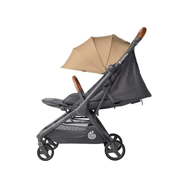 Ergobaby Metro 3 Deluxe Pushchair Buggy with Reclining Function, Baby Buggy from Birth to 22kg (0-4 Years), one-Hand fold and car seat Compatible, Camel