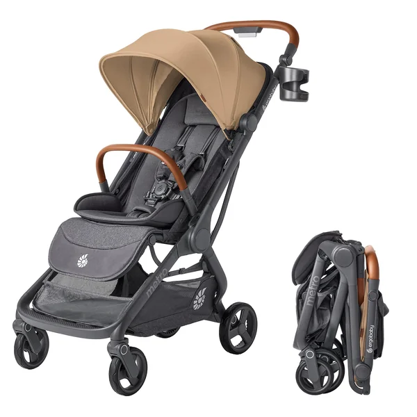 Ergobaby Metro 3 Deluxe Pushchair Buggy with Reclining Function, Baby Buggy from Birth to 22kg (0-4 Years), one-Hand fold and car seat Compatible, Camel