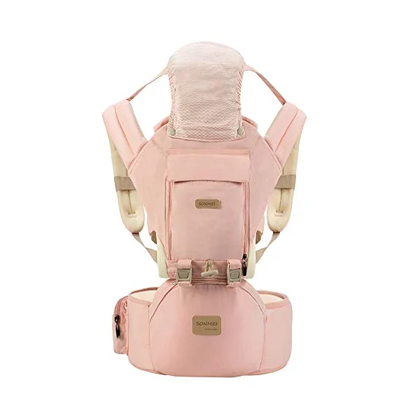 Ergonomic Baby Carrier with Hip Seat, 360° Positions, Soft and Breathable, All Seasons, for Newborns and Toddlers, Hiking Shopping Travelling