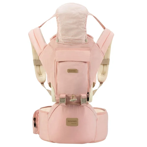Ergonomic Baby Carrier with Hip Seat, 360° Positions, Soft and Breathable, All Seasons, for Newborns and Toddlers, Hiking Shopping Travelling