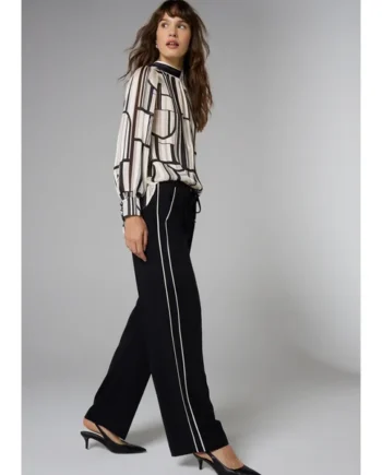 Et Vous Black Side Stripe Wide Leg Trousers
