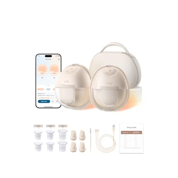 eufy Breast Pump S1 Pro, Wearable Breast Pump with Heating Technology | Electric and Hands-Free, Portable Charging Case, App-Controlled Smart Rhythm, Hospital-Grade Suction, Ultra-Quiet