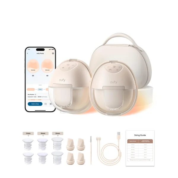 eufy Breast Pump S1 Pro, Wearable Breast Pump with Heating Technology | Electric and Hands-Free, Portable Charging Case, App-Controlled Smart Rhythm, Hospital-Grade Suction, Ultra-Quiet