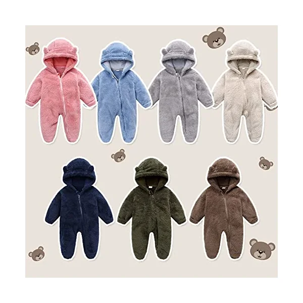 Fairy Baby Baby Snowsuit, Newborn Baby Hooded Footed Romper Fleece Snowsuit Cartoon Flannel Zipper Jumpsuit Thin Fall Winter Outfits