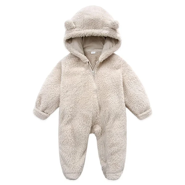Fairy Baby Baby Snowsuit, Newborn Baby Hooded Footed Romper Fleece Snowsuit Cartoon Flannel Zipper Jumpsuit Thin Fall Winter Outfits
