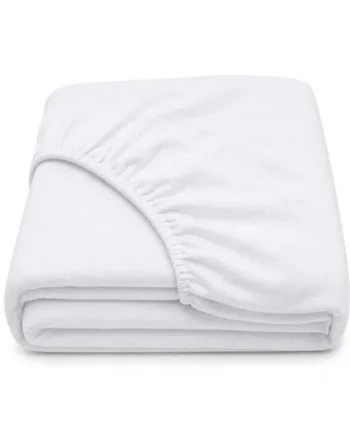 Family Bedding Cotton Thick Jersey Mini Cot Fitted Sheet, 50 cm x 100 cm, White | Fits Mini Cot Beds, Secure Mattress Fit, Soft Touch, Easy Care