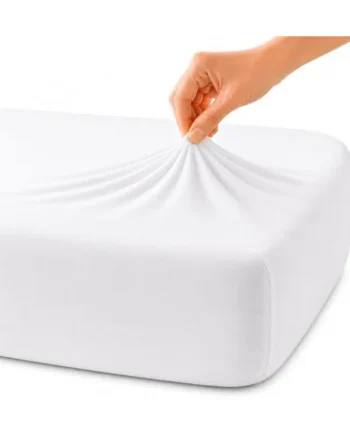 Family Bedding Deep Fitted Sheet, 100% Jersey Cotton, White, Single | 30cm Elasticated Pocket, Fits 90x190cm to 100x200cm, Breathable Fabric