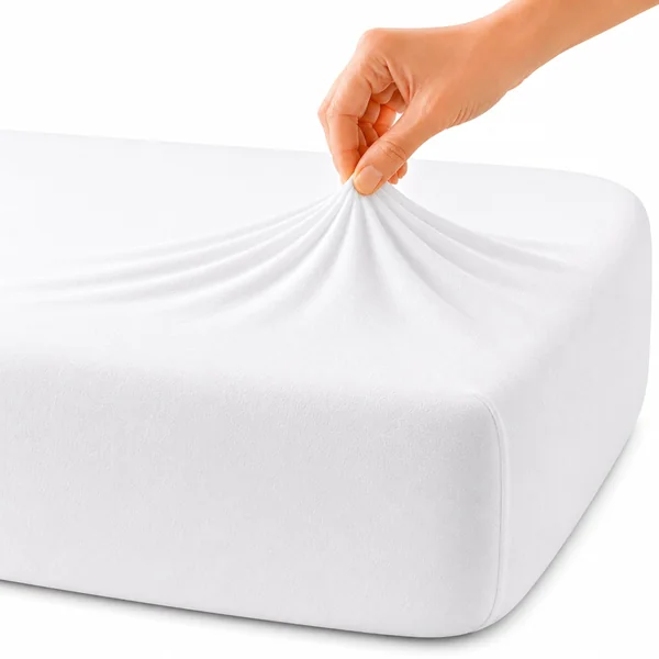 Family Bedding Deep Fitted Sheet, 100% Jersey Cotton, White, Single | 30cm Elasticated Pocket, Fits 90x190cm to 100x200cm, Breathable Fabric