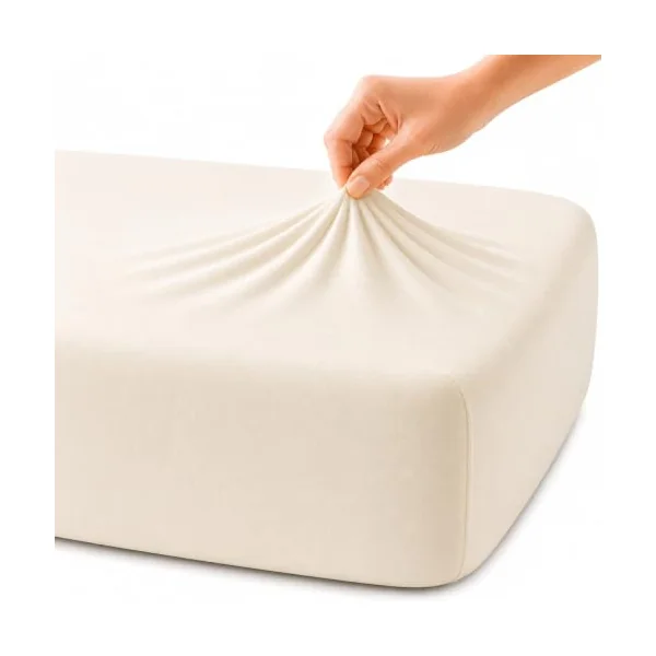 Family Bedding Deep Pocket Double Fitted Sheet, 100% Jersey Cotton, Cream | 30cm Depth, Fully Elasticated, Fits 135x190cm to 140x200cm Mattresses