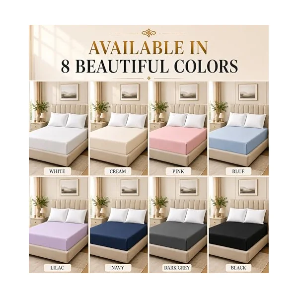 Family Bedding Deep Pocket Double Fitted Sheet, 100% Jersey Cotton, Cream | 30cm Depth, Fully Elasticated, Fits 135x190cm to 140x200cm Mattresses