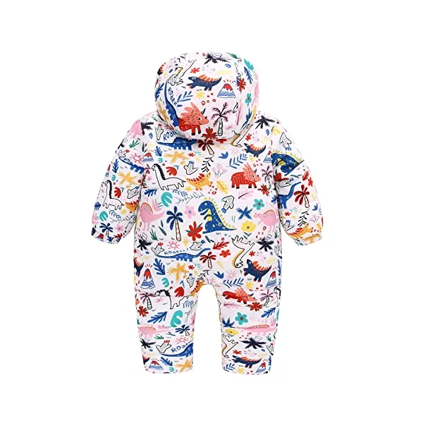 famuka Baby Snowsuit Romper Fleece Lined Winter Warm Outfit With Gloves