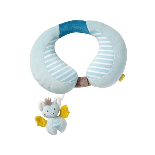 Fehn 065282 Bat Neck Support – Neck Pillow with Small Rattle for Babies and Toddlers from 6 Months Upwards – Dimensions : 24 X 20 cm