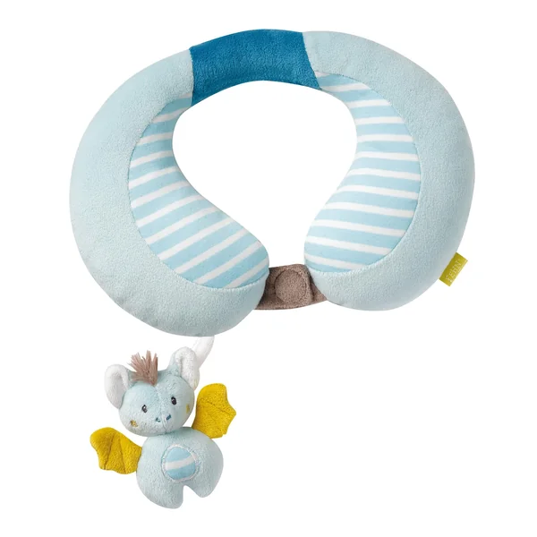 Fehn 065282 Bat Neck Support – Neck Pillow with Small Rattle for Babies and Toddlers from 6 Months Upwards – Dimensions : 24 X 20 cm