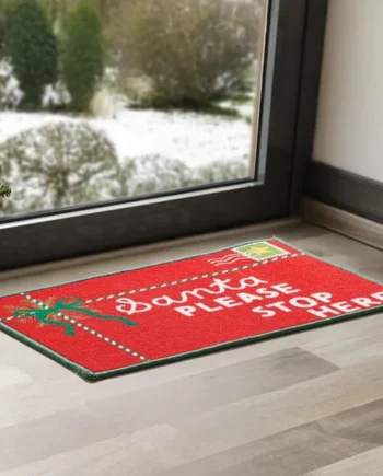 Festive Feeling Washable Door Mat - Santa Please Stop Here