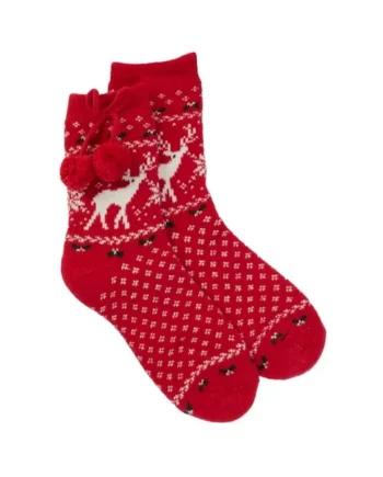 Festive Fun Ladies Pom Pom Socks