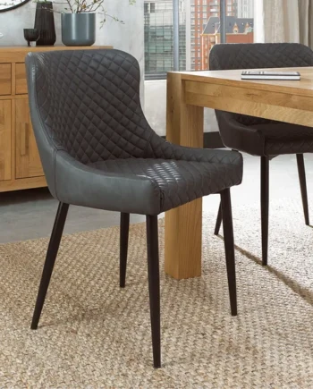 Finch Grey Faux Leather Diamond Stitch Dining Chair, 2 Pack