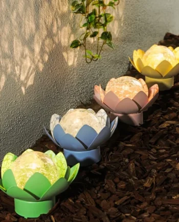 Firefly Metal Lotus Crackle Ball Solar Light