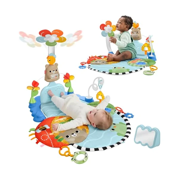Fisher-Price 3-in-1 Kick & Sway Activity Gym | Baby Playmat, 10+ Sensory Activities, Non-electronic Developmental Play, Newborn Infants Ages 0+, JMT98