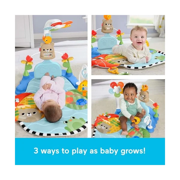 Fisher-Price 3-in-1 Kick & Sway Activity Gym | Baby Playmat, 10+ Sensory Activities, Non-electronic Developmental Play, Newborn Infants Ages 0+, JMT98