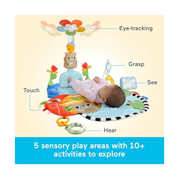 Fisher-Price 3-in-1 Kick & Sway Activity Gym | Baby Playmat, 10+ Sensory Activities, Non-electronic Developmental Play, Newborn Infants Ages 0+, JMT98