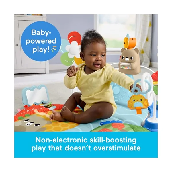 Fisher-Price 3-in-1 Kick & Sway Activity Gym | Baby Playmat, 10+ Sensory Activities, Non-electronic Developmental Play, Newborn Infants Ages 0+, JMT98