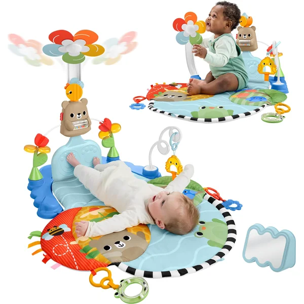 Fisher-Price 3-in-1 Kick & Sway Activity Gym | Baby Playmat, 10+ Sensory Activities, Non-electronic Developmental Play, Newborn Infants Ages 0+, JMT98