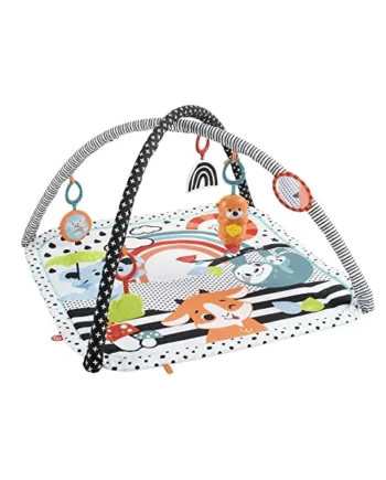Fisher-Price 3-in-1 Music Glow & Grow Gym Newborn Toy | Washable 30 x 30-Inch Baby Playmat, 5 Sensory Toys, Music & Lights, Tummy Time, Gross Motor Skills, Ages 0+ Months, HPF39