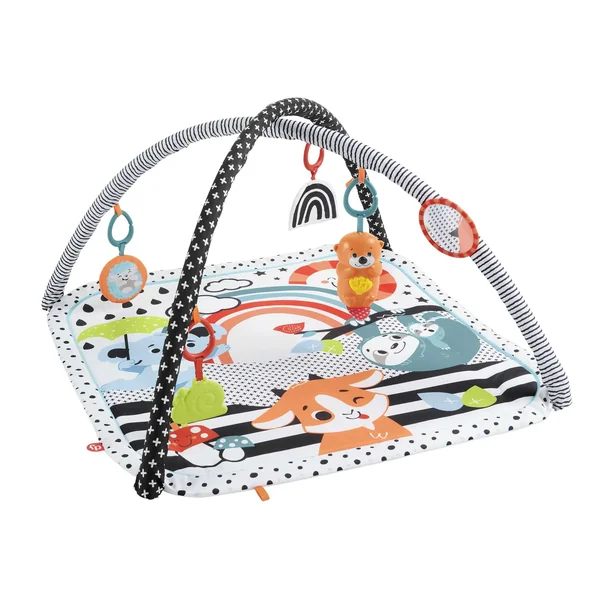 Fisher-Price 3-in-1 Music Glow & Grow Gym Newborn Toy | Washable 30 x 30-Inch Baby Playmat, 5 Sensory Toys, Music & Lights, Tummy Time, Gross Motor Skills, Ages 0+ Months, HPF39