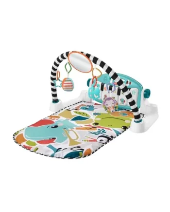 Fisher-Price Baby Activity Mat Glow and Grow Kick & Play Piano Gym, Portable Musical Toy with Smart Stages Learning, Ages 0+ Months, Blue, Queens English Version, HWY58