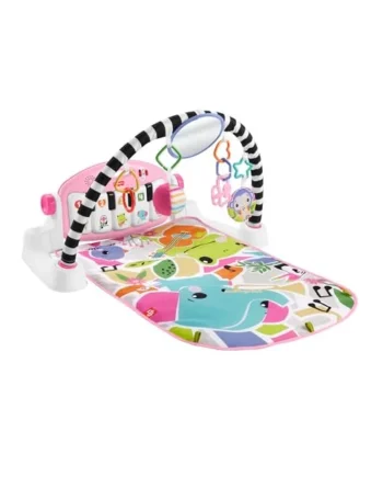 Fisher-Price Baby Activity Mat Glow and Grow Kick & Play Piano Gym, Portable Musical Toy with Smart Stages Learning, Ages 0+ Months, Pink, Queens English Version, HWY61