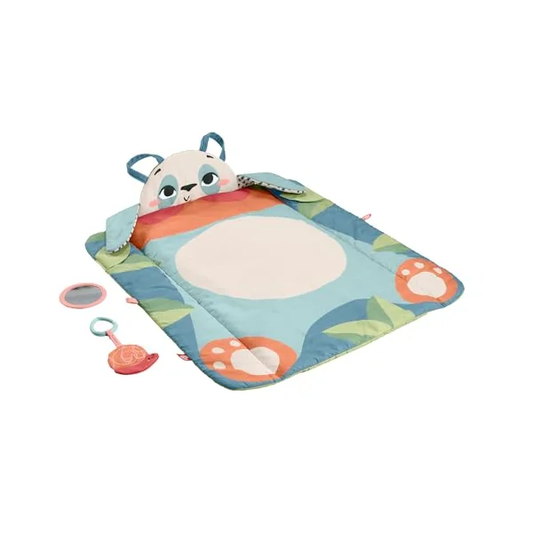 Fisher-Price Baby Activity Play Mat Planet Friends Roly-Poly Panda with 2 Toys for Newborn Tummy Time Play, Made of 90% recycled Plastic and FSC certified packaging, HKD65