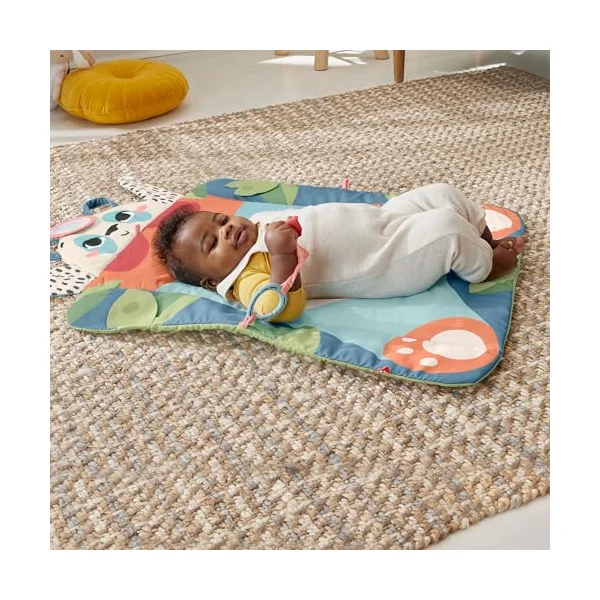Fisher-Price Baby Activity Play Mat Planet Friends Roly-Poly Panda with 2 Toys for Newborn Tummy Time Play, Made of 90% recycled Plastic and FSC certified packaging, HKD65
