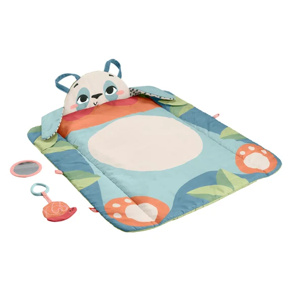 Fisher-Price Baby Activity Play Mat Planet Friends Roly-Poly Panda with 2 Toys for Newborn Tummy Time Play, Made of 90% recycled Plastic and FSC certified packaging, HKD65