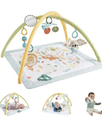Fisher-Price Baby Playmat Simply Senses Newborn Gym with Mobile & Sensory Activity Toys for Developmental Play Ages 0+ Months, HRB15