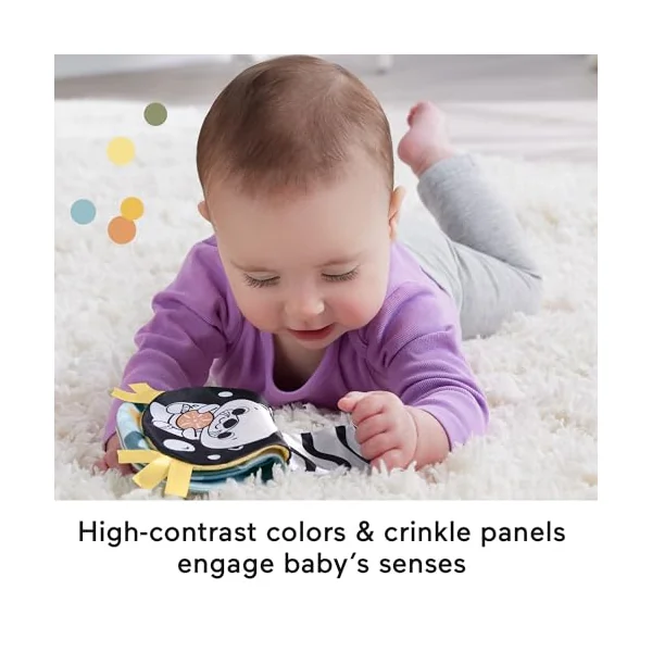 Fisher-Price Baby Toy 2-in-1 Rockin’ Tummy Time Otter Plush Sensory Activity with Soft Book for Newborn Play Ages 0+ Months, HXG96