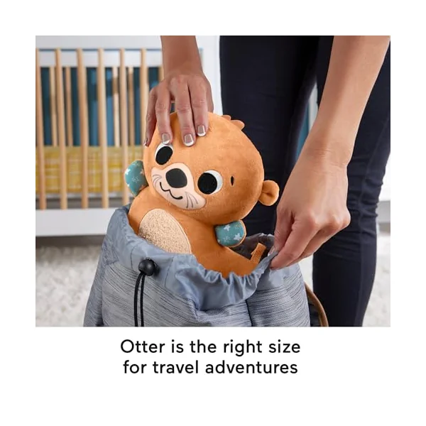 Fisher-Price Baby Toy 2-in-1 Rockin’ Tummy Time Otter Plush Sensory Activity with Soft Book for Newborn Play Ages 0+ Months, HXG96