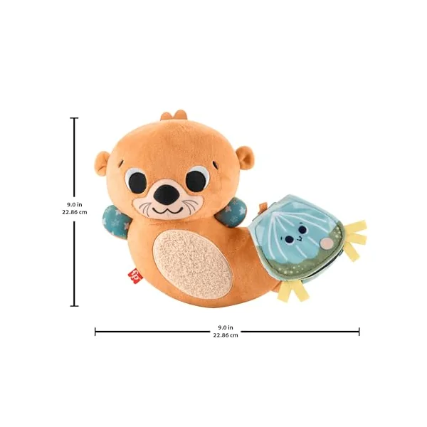 Fisher-Price Baby Toy 2-in-1 Rockin’ Tummy Time Otter Plush Sensory Activity with Soft Book for Newborn Play Ages 0+ Months, HXG96