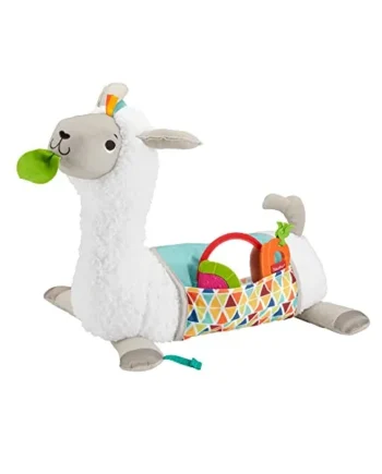 Fisher-Price Grow-With-Me Tummy Time Llama Baby Toy | Plush Support Wedge, Removable Mirror Teether & Rattle Toys, Sensory & Gross Motor Skills, Infants Ages 0+ Months, GLK39