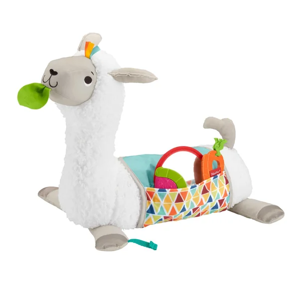 Fisher-Price Grow-With-Me Tummy Time Llama Baby Toy | Plush Support Wedge, Removable Mirror Teether & Rattle Toys, Sensory & Gross Motor Skills, Infants Ages 0+ Months, GLK39
