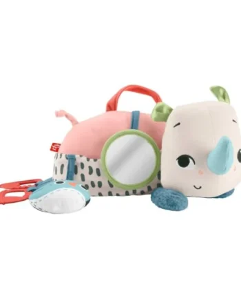 Fisher-Price Newborn Toy Planet Friends Tummy Time Roaming Rhino Plush with Sensory Activities for Babies Ages 0+ Months, HYR55