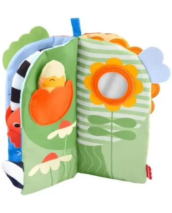Fisher-Price Sensory Seasons Soft Book Baby Toy | 4 Pages, Tummy Time Play, Busy Activities incl Teether & Mirror, Newborn Infants Ages 0+, JKP53