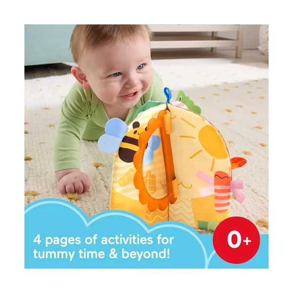 Fisher-Price Sensory Seasons Soft Book Baby Toy | 4 Pages, Tummy Time Play, Busy Activities incl Teether & Mirror, Newborn Infants Ages 0+, JKP53
