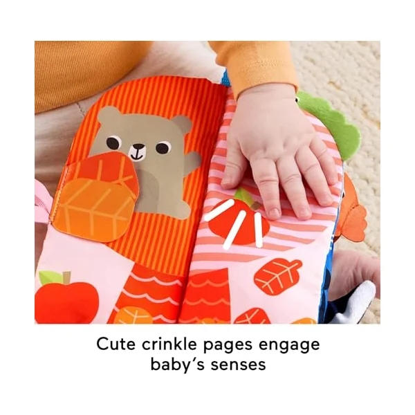 Fisher-Price Sensory Seasons Soft Book Baby Toy | 4 Pages, Tummy Time Play, Busy Activities incl Teether & Mirror, Newborn Infants Ages 0+, JKP53
