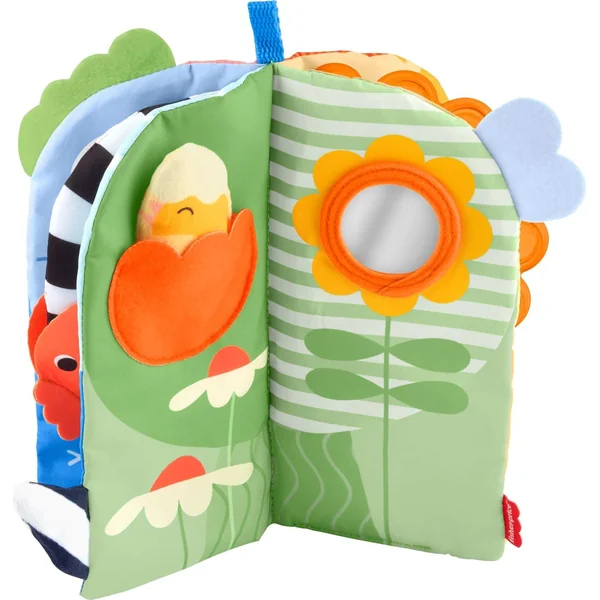 Fisher-Price Sensory Seasons Soft Book Baby Toy | 4 Pages, Tummy Time Play, Busy Activities incl Teether & Mirror, Newborn Infants Ages 0+, JKP53