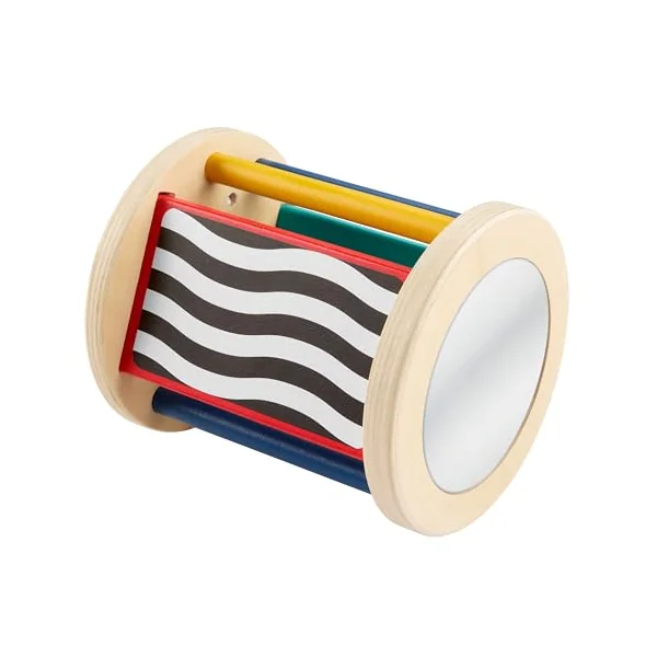 Fisher-Price Wood Crawl-After Roller Baby Toy | Wooden Rattle Activity, Sensory & Motor Skills Play, Infants & Toddlers Ages 6+ Months, JKH17