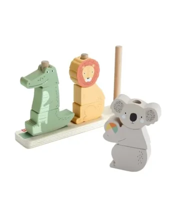 Fisher-Price Wood Stack & Sort Animals Toy | Wooden Base & 9 Stacking Blocks, Fine Motor Skills & Problem Solving, Toddlers & Preschool Kids Ages 1+ Years, HXV04