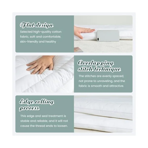 Flat Pillow Comfortable Breathable Soft Pillows for Sleeping, Low Profile for Kids/Stomach Sleeper