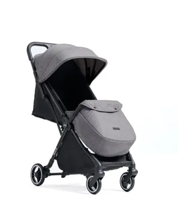Flick Auto-Fold Stroller with Footmuff & Raincover, Grey | From Birth to 4 Years (22kg), Lightweight Stroller, Compact Pushchair, Reclining Seat, 5-point Harness, Puncture-proof Wheels
